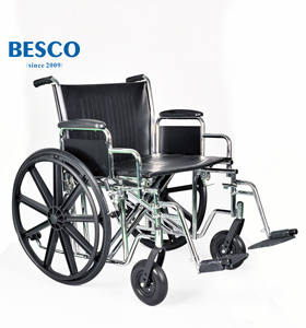BESCO BES-WL107a 500lbs kursi roda bariatrik tugas berat 22 24 26 inci lebar kursi orang tua perlengkapan terapi rehabilitasi baja - Product Image 1
