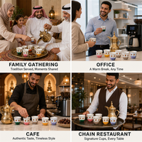 Kingze Modern 180ml Tasses à expresso en céramique saoudienne Service à café et thé arabe personnalisé Cawa sans poignée
