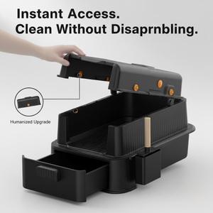 Edelstahl Quadratische Katzentoilette mit Abdeckung 91L Fassungsvermögen Langlebig Auslaufsicher Leicht zu Reinigen Manuell - Product Image 2