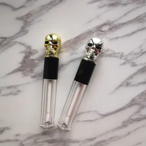 6ミリリットルEmpty Silver Gold Skull Shaped Lipgloss Tubes Private Label 3D Skull Lip Gloss Tube