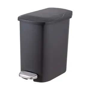 Tempat sampah plastik 6L PP kualitas tinggi tempat sampah persegi panjang untuk daur ulang dan penyimpanan struktur Pedal kaki ramah lingkungan