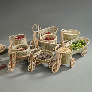 Handmade Rustic Bamboo Woven <strong>Small</strong> <strong>Storage</strong> <strong>Basket</strong>-Eco-Friendly Multi-Purpose Home Decor for Fruits Wine &amp; Miscellaneous Items - Product Image 5