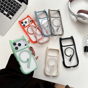 เคสโทรศัพท์แม่เหล็กติดหูแมวการ์ตูนน่ารักสำหรับ iPhone 17 16 15 14 13 11 12 Pro Max ลายหางแมวแบบใส ป้องกันการกระแทก - Product Image 1