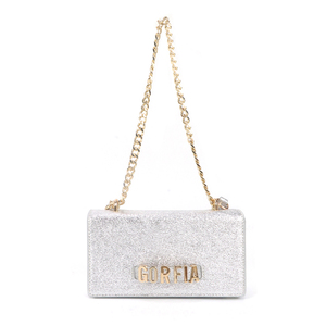 Bolso de Noche Mini de Tela Brillante de Lujo para Mujer, Bolso de Mano con Cadena de Metal y Pedrería para Fiesta - Product Image 2