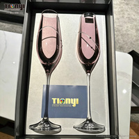 Boîte cadeau rigide en deux parties personnalisée pour verre à vin, impression UV, logo estampé à chaud, insert en mousse intérieur pour la protection
