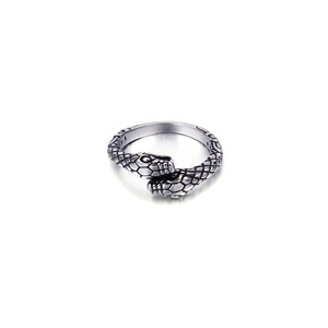 Toptan Paslanmaz Çelik Çift Yılan Başlı Yüzük Vintage Hayvan Desenli Bant Punk Tarzı Yüzük Erkekler ve Kadınlar İçin Stokta - Product Image 6