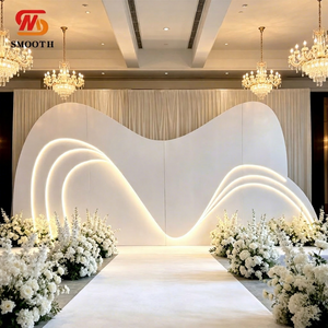 ฉากหลังงานแต่งงานอะคริลิคแบบเรียบหรู พร้อมไฟ LED แผ่นอะคริลิค PVC รูปทรงภูเขา แผงอะคริลิคสำหรับตกแต่งเวทีงานแต่งงาน - Product Image 1