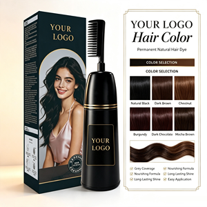 Crème colorante permanente pour cheveux à l'essence naturelle couvrante des cheveux gris, avec peigne applicateur facile, prix d'usine, qualité professionnelle - Product Image 1