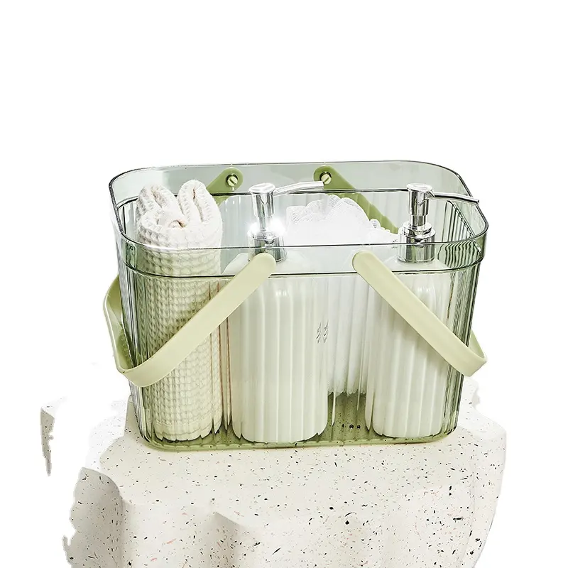 Portable Dortoir Bain Panier En Plastique transparent Salle De Bains Articles De Toilette Casier Bain Panier