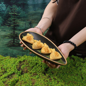 Vajilla estilo montaña para hot pot, plato en forma de barco de brotes de bambú, vajilla creativa, plato para bolas de camarón, bolsa de la suerte con huevas de pescado. - Product Image 2