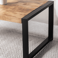 Table basse moderne en bois massif faite à la main avec structure en fer, design emboîtable et multifonctionnel pour salon et chambre à coucher