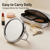 Miroir cosmétique portable double face compact pliable de 4 pouces avec cadre métallique personnalisé