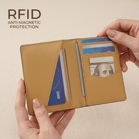 Portefeuille de voyage personnalisé en cuir véritable avec blocage RFID pour cartes multiples, porte-cartes de crédit, portefeuille à rabat, porte-cartes de crédit avec nom