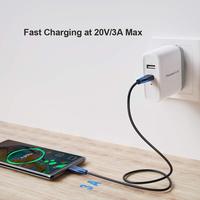 Câble USB-C vers USB-C CableCreation plaqué or, mâle-mâle, blindage tressé noir, charge rapide 60W 3A, en stock