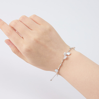 Bracelet en perles d'eau douce naturelles S925 en gros, distribution irrégulière, bracelet en perles en forme de pétales