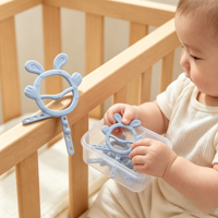 Jouet de dentition en silicone souple pour bébé OEM ODM, sûr et facile à saisir, anneaux de dentition en silicone pour bébé