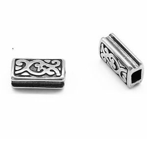 yunnique Stainless Steel Rectangular <b>Spacer</b> Beads With Retro Pattern For Bracelet Making DIY Jewelry Accessories - Product Image 5