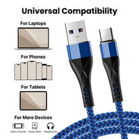 Câble de charge rapide USB vers Type C en nylon tressé 3A, cordon de charge anti-casse pour smartphones et tablettes Android