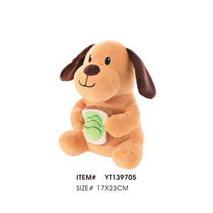 Yumuşak kürk ve eğlenceli yerleşik Squeaker ile gerçekçi kahverengi köpek peluş oyuncak - Product Image 1