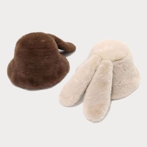 Sombrero de Pescador con Orejas de Conejo, Largo y Lindo, para Mujer, de Pelo Sintético, Grueso y Cálido, para Invierno 2025 - Product Image 3