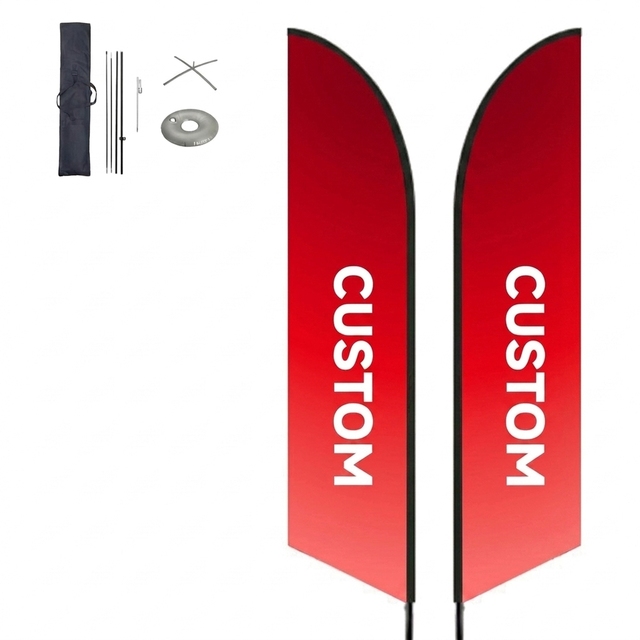 Custom Logo Printed Polyester Pennant Outdoor Advertising Teardrop-shaped Banners & Feather Flags for Promotional Use