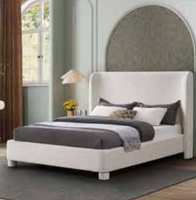 Lit double plateforme en tissu bouclé de style minimaliste italien moderne, meubles d'intérieur pour chambre à coucher
