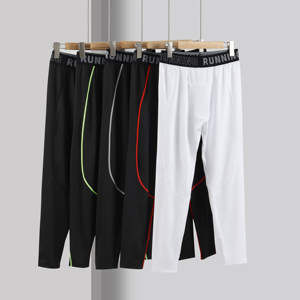 Leggings de compression sans couture pour hommes, tissu performant à séchage rapide, taille élastique « RUNNING », évacuation de l'humidité, approvisionnement en vrac - Product Image 1