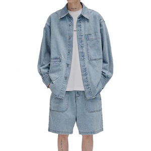 Veste en jean bleu ciel vintage pour homme, 100 % coton, de haute qualité, coupe courte, personnalisable en gros - Product Image 2