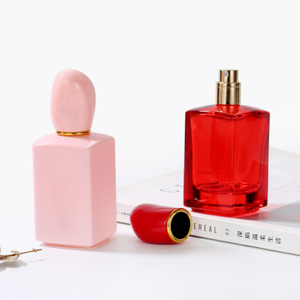 Flacone di profumo di vetro trasparente vuoto personalizzato 30mL quadrato quadrato con tappo in pietra e contagocce per la cura della pelle crema Spray - Product Image 1