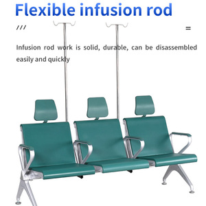3인용 수액 대기 의자 병원용 의자 내구성 있는 금속 소재 - Product Image 5