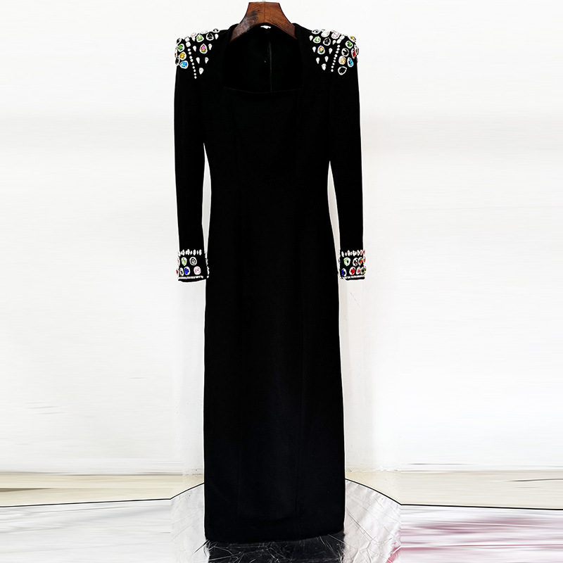 halloween costumes with black mini dress Western Studded Black Cotton Long Sleeve Shirt