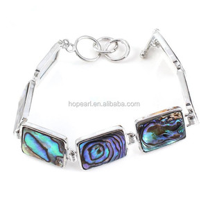 MOP103 Boho Beach Natural Jewelry Rectangle Abalone Paua <strong>Shells</strong> <strong>Bracelet</strong> - Product Image 1
