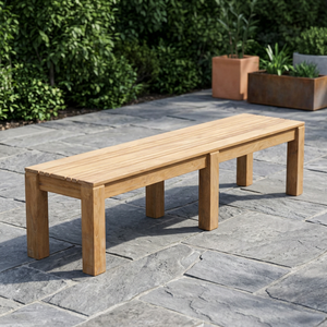 Bancos de Madera Maciza sin Respaldo de 2 m, Diseño Moderno, Banco para Exteriores, Escuela, Gimnasio - Product Image 4