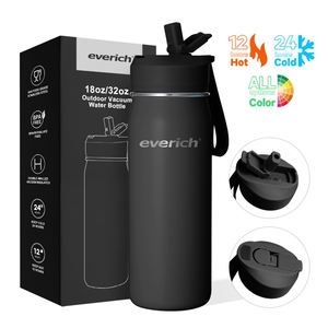 Bottiglia d'acqua in acciaio inossidabile con coperchio a cannuccia a prova di perdite, a doppia parete e isolata sottovuoto, bottiglia in metallo per esterni - Product Image 3