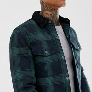 Nhà Sản Xuất OEM Áo Sơ Mi Cho Nam Giới Lông Cừu Cổ Áo Độn Lót Áo Sơ Mi Trong Màu Xanh Lá Cây Kiểm Tra - Product Image 3