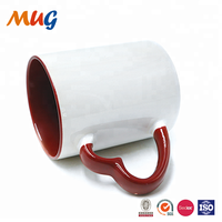 Mug en céramique personnalisable avec poignée en forme de cœur, couleur au choix, pour l'eau, les accessoires scolaires, les cadeaux
