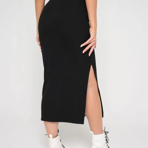 Falda Casual de Verano para Mujer, de Media Longitud, Ajustada, de Cintura Alta, con Abertura, Estilo Imperio, de Mezclilla, Transpirable, Duradera, Talla Grande - Product Image 1