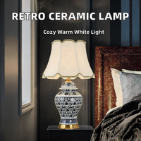Lampe de table LED moderne et simple en céramique, alimentée par courant alternatif, pour chambre à coucher, lampe de chevet chinoise chaleureuse pour mariage, éclairage de table de nuit