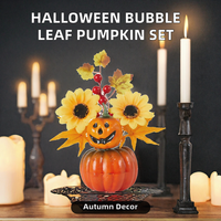 Décoration d'Halloween : Ensemble de feuilles d'érable artificielles et de citrouilles pour l'automne, la récolte et Thanksgiving, arrangement de scène, impression personnalisée pour adultes