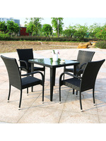 Table et chaises en rotin pour loisirs de plein air, idéales pour cour, villa, café en plein air, imperméables et résistantes au soleil, pour balcon