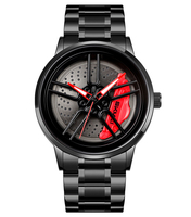 Reloj de Cuarzo para Hombre, Diseño Simple y Elegante, Cristal de Alta Calidad, Correa de Acero Inoxidable, Resistente al Agua, Caja de Aleación, Esfera con Diseño de Rueda de Auto, Venta al Por Mayor
