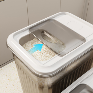 Boîte de rangement en plastique réutilisable grande et écologique avec couvercle à clapet transparent pour cuisine, bac à riz en PP de qualité alimentaire, organisateur sans BPA - Product Image 3