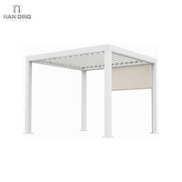 Pergola bioclimatique motorisée en aluminium à lames orientables, éclairage naturel, toit imperméable, pour jardin extérieur
