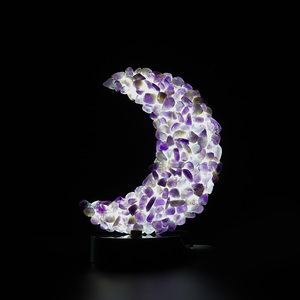 Pop pha lê đêm USB ánh sáng thạch anh tím giảm đá đêm đèn rõ ràng Rose <span class=keywords><strong>Quartz</strong></span> mặt trăng sao cho trang trí - Product Image 1