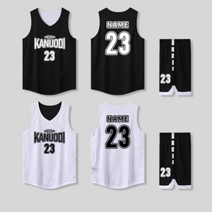 Ensemble de maillots de basket-ball double face - Maillot décontracté 100% coton imprimé en sérigraphie personnalisé avec technologie anti-transpiration en maille - Product Image 2