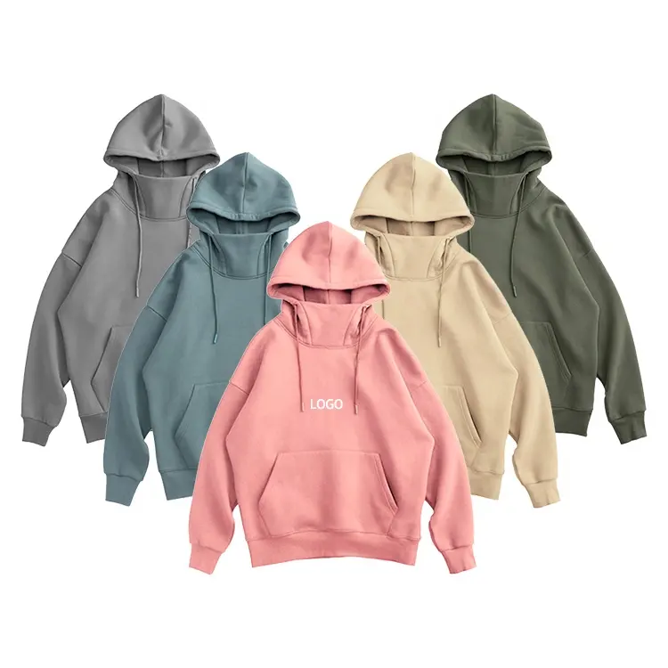 Fashion streetwear Long Sleeved Pullover Hoodies Custom Logo heavyweight 100% cotton blank Oversized hoodie for men