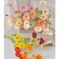 Fleurs artificielles de pavot, décorations de scène de mariage haut de gamme réalistes, ornements de décoration intérieure, technique de flocage en velours