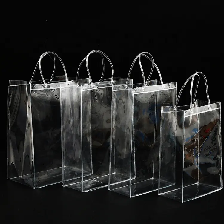 Custom Women Fashion Transparent Clear Plastic Handbag Waterproof Transparent Tote Beach Bags PVC Shopping Bag