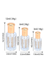 Flacon à bille hexagonal transparent de 3 ml, 6 ml, 12 ml, flacon d'huile essentielle avec bouchon doré, récipient portable rechargeable pour les voyages