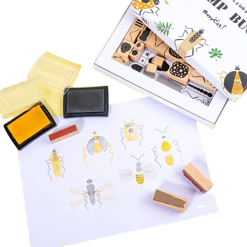 Sihir Ladybug Puzzle Kreatif Stempel Serangga untuk Anak-anak Kemampuan Langsung Serangga Pendidikan Bermain Kayu Menyenangkan Papan Permainan Diy Mainan